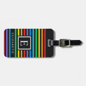 LGBTQレインボーレッドブルーグリーン数々のブラックカラーライン ラゲッジタグ (正面横)