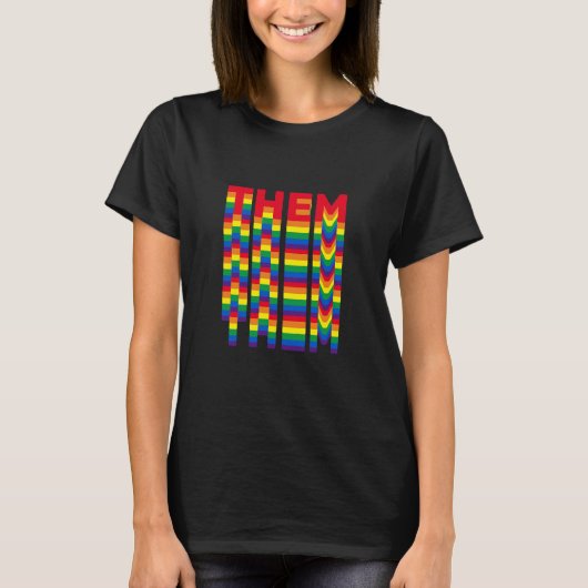 LGBTQレインボーレトロタイポグラフィゲイプライド カッコいい Tシャツ (正面)