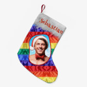 LGBTQレインボー国旗ゲイプライド国旗の写真名同性愛者 スモールクリスマスストッキング (正面 (吊り時))