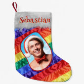 LGBTQレインボー国旗ゲイプライド国旗の写真名同性愛者 スモールクリスマスストッキング (正面)