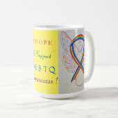 LGBTQレインボー認識度リボンエンジェルカスタムムグ コーヒーマグカップ (正面右)