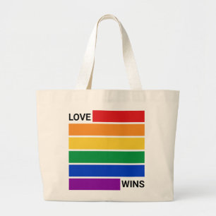 LGBTQレインボー、愛の勝利 ラージトートバッグ