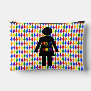 LGBTQレズビアンシルエット&レインボーレディース アクセサリーポーチ