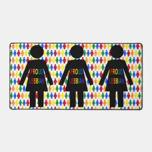 LGBTQレズビアンシルエット&レインボーレディース デスクマット