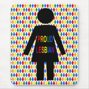 LGBTQレズビアンシルエット&レインボーレディース マウスパッド