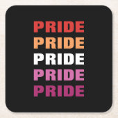 LGBTQレズビアンプライドカスタマイズ可能な繰り返し文字 スクエアペーパーコースター (正面)