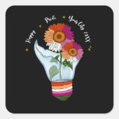 LGBTQレズビアン国旗のひまわり電球 スクエアシール (正面)