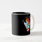 LGBTQレズビアン国旗のひまわり電球 ツートーンマグカップ (正面右)