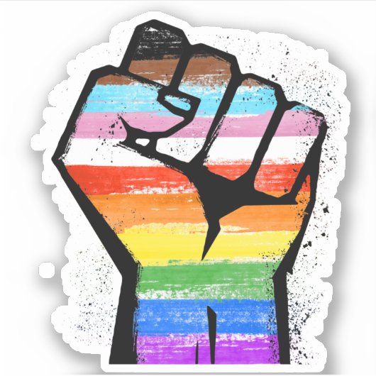LGBTQ前進プライドの拳 シール (正面)