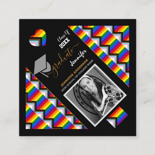 LGBTQ卒業生とレインボープログレス旗卒業 スクエア名刺 (正面)