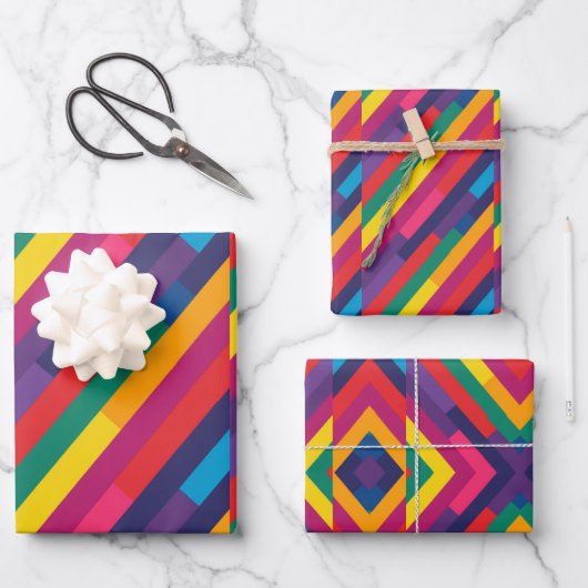 LGBTQ国旗の色パターン1 ラッピングペーパーシート (正面)