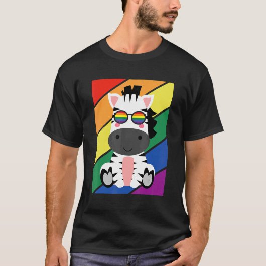 LGBTQ国旗ゲイプライド月虹ゼブラLGBTグラ Tシャツ (正面)