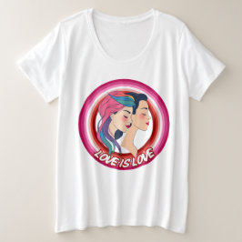 LGBTQ女性の愛は愛である プラスサイズTシャツ