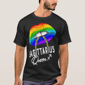 LGBTQ射手座クイーンリップ〔占星術の〕十二宮図レインボーゲイPr Tシャツ