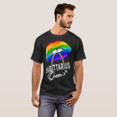 LGBTQ射手座クイーンリップ〔占星術の〕十二宮図レインボーゲイPr Tシャツ (正面フル)