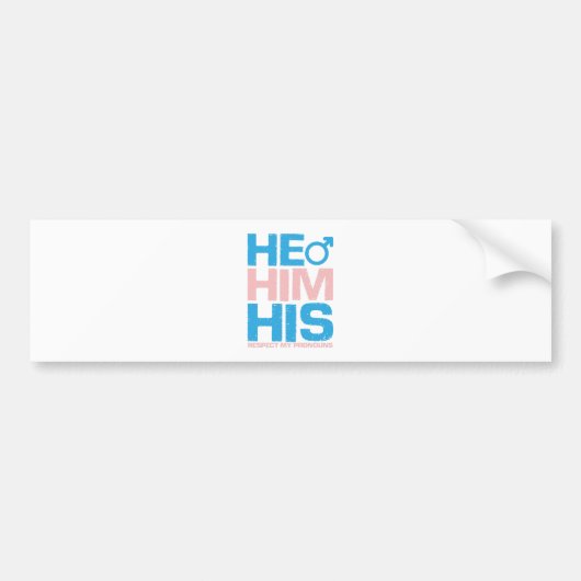 LGBTQ彼は私のジェンダーの代名詞を尊重する バンパーステッカー (正面)