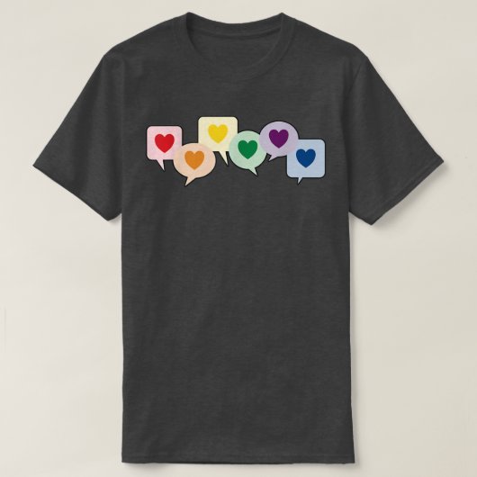 Lgbtq月恋プライドハートバブル tシャツ (デザイン正面)