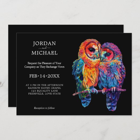 🌈 LGBTQ横型エターナルユニティ結婚ズ 招待状 (正面/裏面)