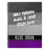 LGBTQ無性グリッター白黒グラフティ ノートブック (正面)