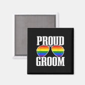 Lgbtq結婚ズ – ゲイプライド国旗 – 新郎隊 – プロ マグネット (正面/裏面)