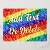 LGBTQ編集可能文字ゲイプライド国旗 箔シーズンポストカード (正面)