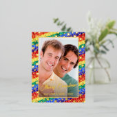 LGBTQ虹のフラッグ星クリスマスカスタム写真 箔シーズンポストカード (立ち正面)