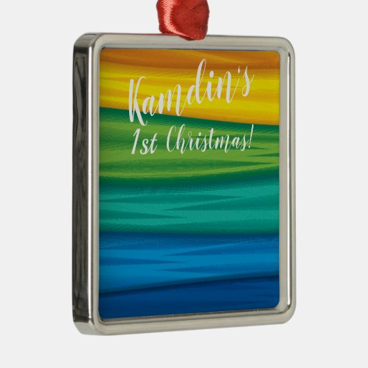 lgbtq虹パーソナライズされたフラグレズビアンゲイbisexu メタルオーナメント (右)