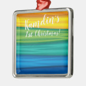 lgbtq虹パーソナライズされたフラグレズビアンゲイbisexu メタルオーナメント (左)