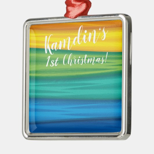 lgbtq虹パーソナライズされたフラグレズビアンゲイbisexu メタルオーナメント (左)