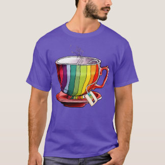 LGBTQ誇りを持ったゲイプライド紅茶ドリンカーレインボカラー Tシャツ