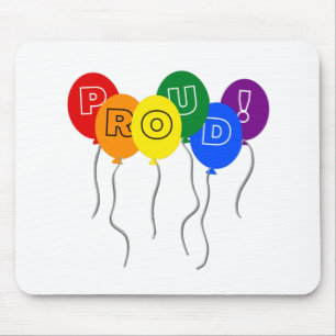 LGBTQ誇りを持ったプライドカラーバルーン – 白 マウスパッド