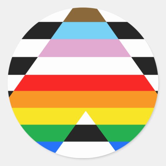 LGBTQ進歩アライ・プライドフラグ ラウンドシール (正面)