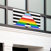 LGBTQ進歩アライ・プライドフラグ 横断幕 (ビルの外側)
