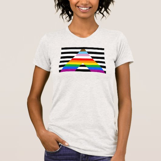 LGBTQ進歩アライ・プライドフラグ Tシャツ (正面)