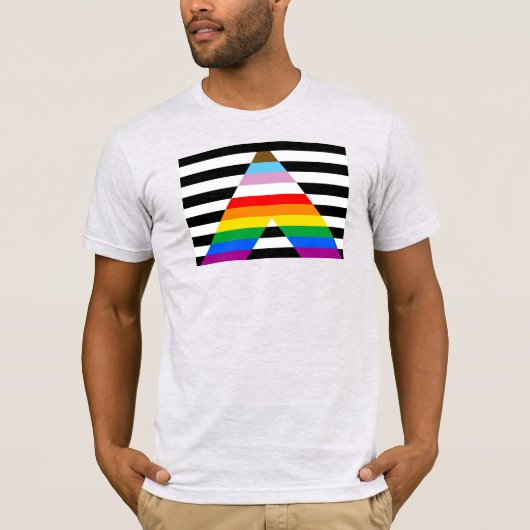 LGBTQ進歩アライ・プライドフラグ Tシャツ (正面)