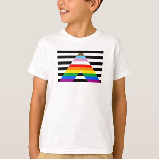 LGBTQ進歩アライ・プライドフラグ Tシャツ (正面)
