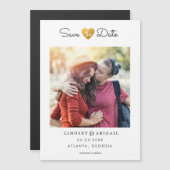 LGBTQ金ゴールドハート写真で日付を保存 マグネット招待状 (正面/裏面)