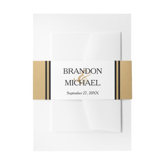 LGBTQ金ゴールドブラックフォーマル招待状 招待状ベリーバンド (正面例)