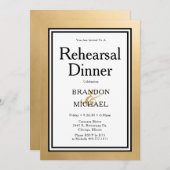 LGBTQ金ゴールドモダンリハーサルディナー招待状 招待状 (正面/裏面)