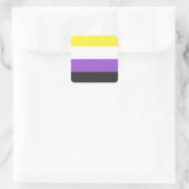 LGBTQ非バイナリプライドフラグ スクエアシール (バッグ)
