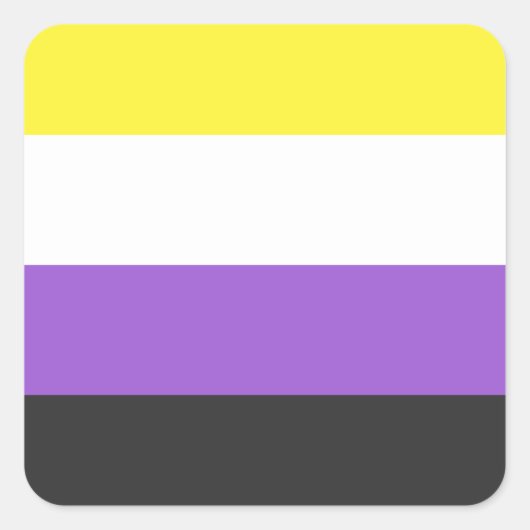 LGBTQ非バイナリプライドフラグ スクエアシール (正面)