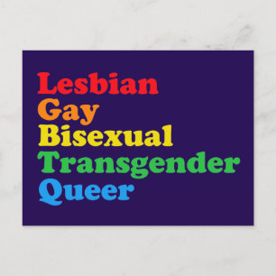 LGBTQ頭字語レインボーゲイプライドパープル ポストカード