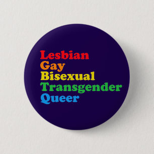 LGBTQ頭字語レインボーゲイプライドパープル 缶バッジ