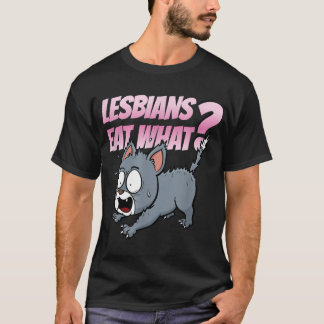 LGBTQ食べアダルトおもしろいユーモア猫 Tシャツ