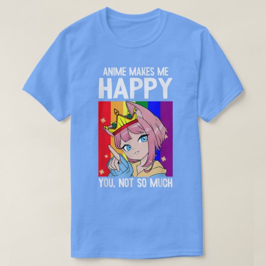 LGBTQ おもしろいKがあまりなくてアニメが嬉しい Tシャツ (デザイン正面)