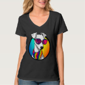 LGBTQ+のペット犬グレイハウンドプライドスカーフグラフィック Tシャツ (正面)