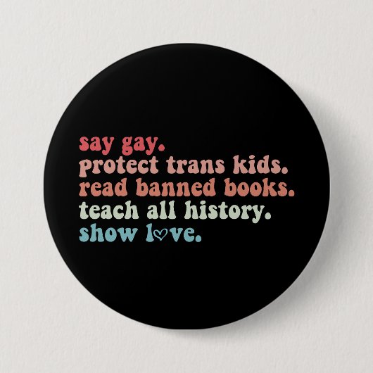 LGBTQ+の子供たちを守ろう 検閲された本を読む ゲイを肯定する 缶バッジ (正面)