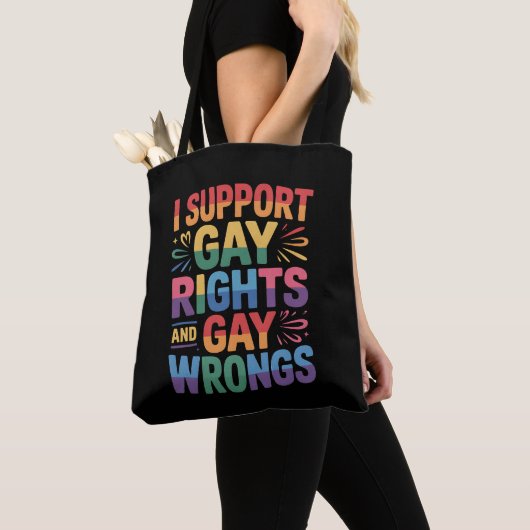 LGBTQ+の権利と正義を支持する アライ トートバッグ (クローズアップ)