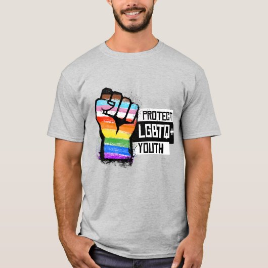 LGBTQ+の若者を守ろう Tシャツ (正面)