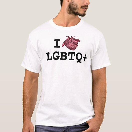LGBTQ+の解剖学的に正確なハート Tシャツ (正面)